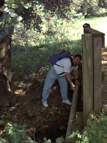 Michael inspects pipe